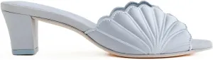 Women's Heeled Sandals Shell Chunky Kitten Mule Heels Slip On Open Toe Comfortable Casual Dress Pumps Shoes