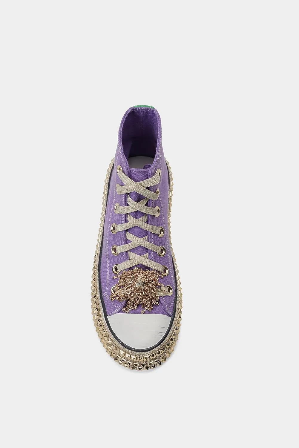 Womens High-Top Canvas Sneakers Studded Rhinestone Side Shoes Lace Up Fashion Shoes Casual Platform Ankle Boots