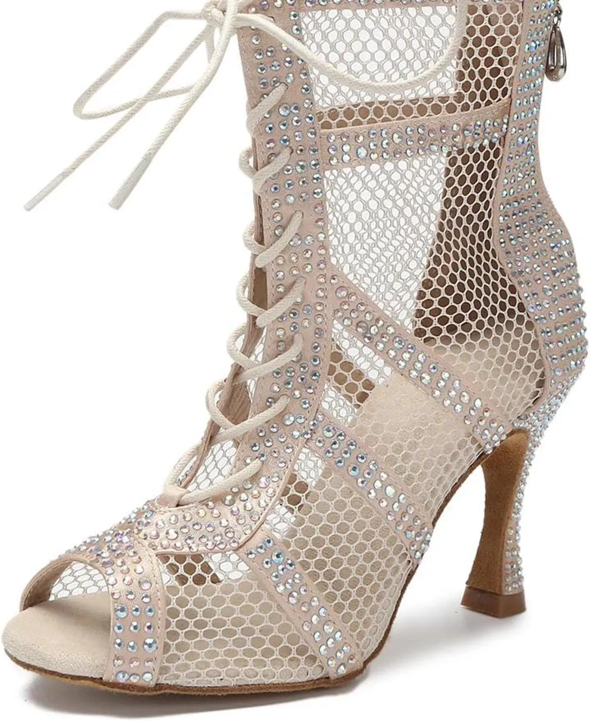 Women's Hollow-Out Mesh Party Boots - Jazz-Inspired Stilettos with Elastic Panels for Nightlife Events (6CM/2.36")