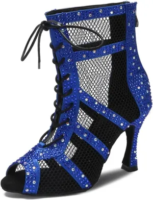 Women's Hollow-Out Mesh Party Boots - Jazz-Inspired Stilettos with Elastic Panels for Nightlife Events (6CM/2.36")