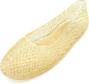 Women's Jelly Mesh Ballet Flats Clear Hollow Slip On Flat Sandals Casual Round Toe Balleria Flat Shoes