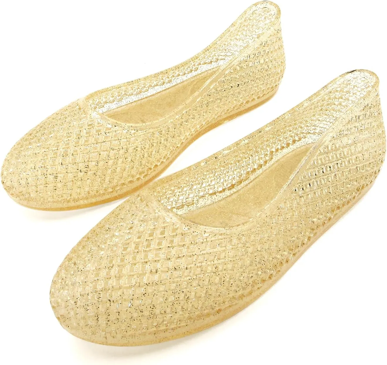 Women's Jelly Mesh Ballet Flats Clear Hollow Slip On Flat Sandals Casual Round Toe Balleria Flat Shoes