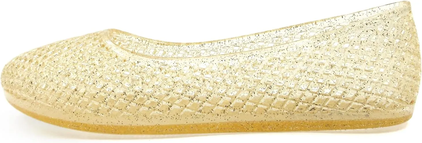 Women's Jelly Mesh Ballet Flats Clear Hollow Slip On Flat Sandals Casual Round Toe Balleria Flat Shoes