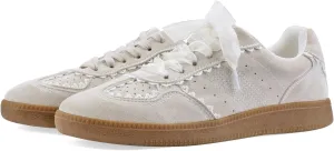 Women's Lace Detail Lace-Up Casual Sneakers - Elegant Ribbon Ribbon Lace Walking Shoes Non-Slip Sole Breathable Comfort for Daily Outfits