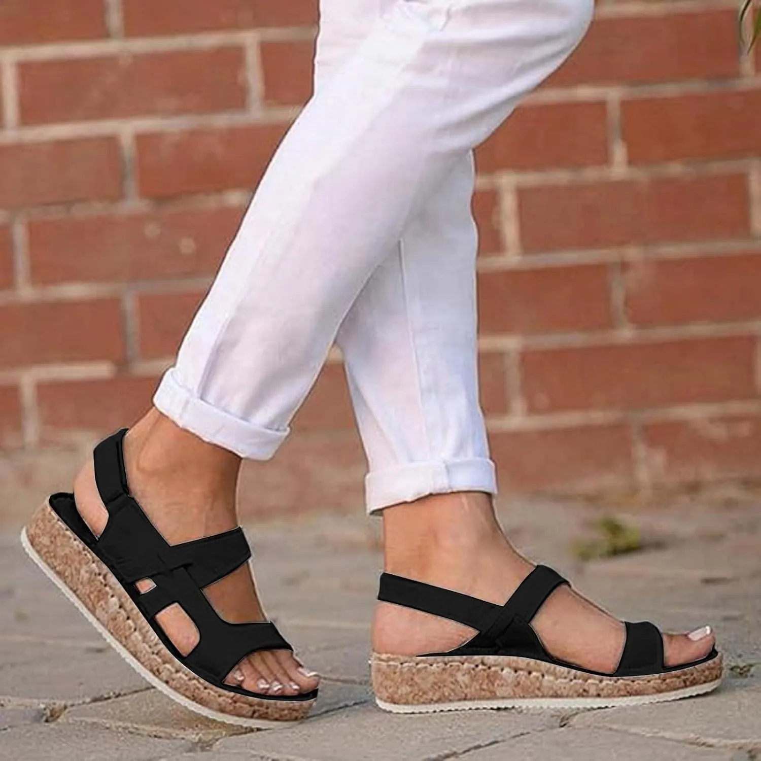 Women's Low Heel Wedge Sandals Open Toe Comfortable Casual Flatform Dress Arch Support Platform Dressy Summer Ankle Strap Womens Comfy Orthopedic Wedges Strappy Beach Shoes for Daily Wear