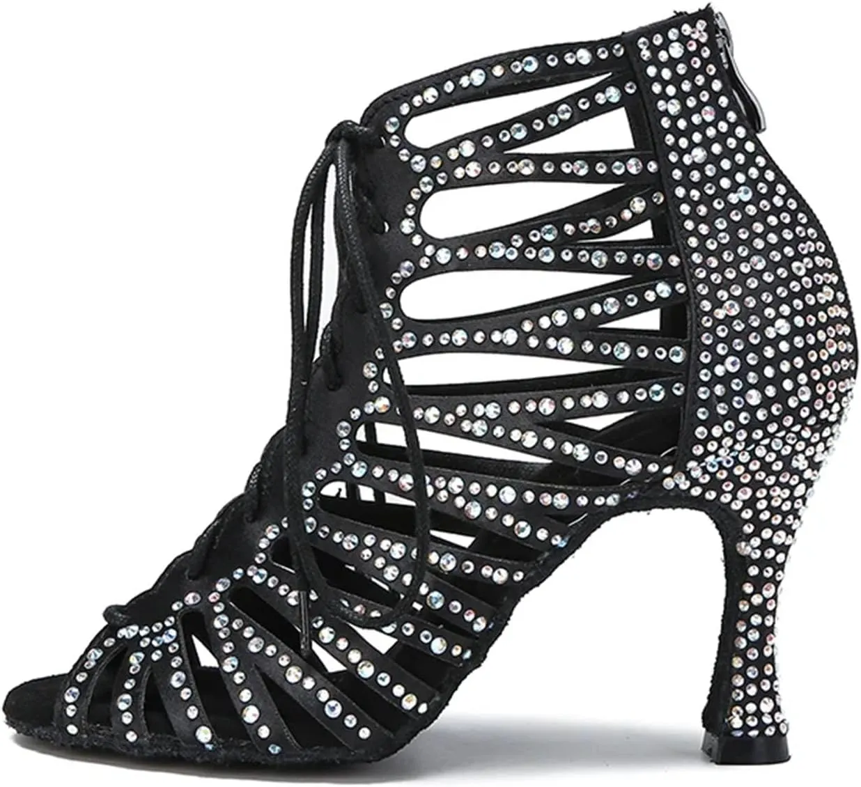 Women's Mesh & Leather Party Boots - Breathable Panels with Elastic Laces for All-Night Events (6CM/2.36")