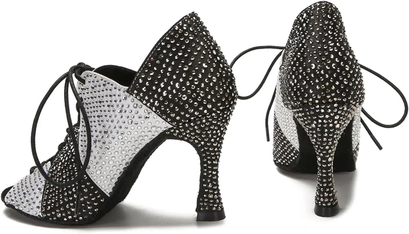 Women's Mesh Panel Performance Boots - Breathable Design with Elastic Straps for Dance Rehearsals (6CM/2.36")