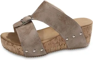 Women's Platform Wedge Sandals Open Toe Slippers Casual Summer Shoes with Buckle Strap Comfortable Cork Sole for