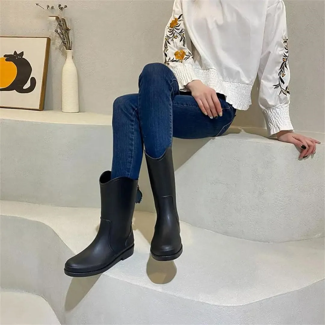 Women's Rain Boots Mid Calf Garden Rain Shoes Anti-Slipping Rainboots Outdoor Work Boots