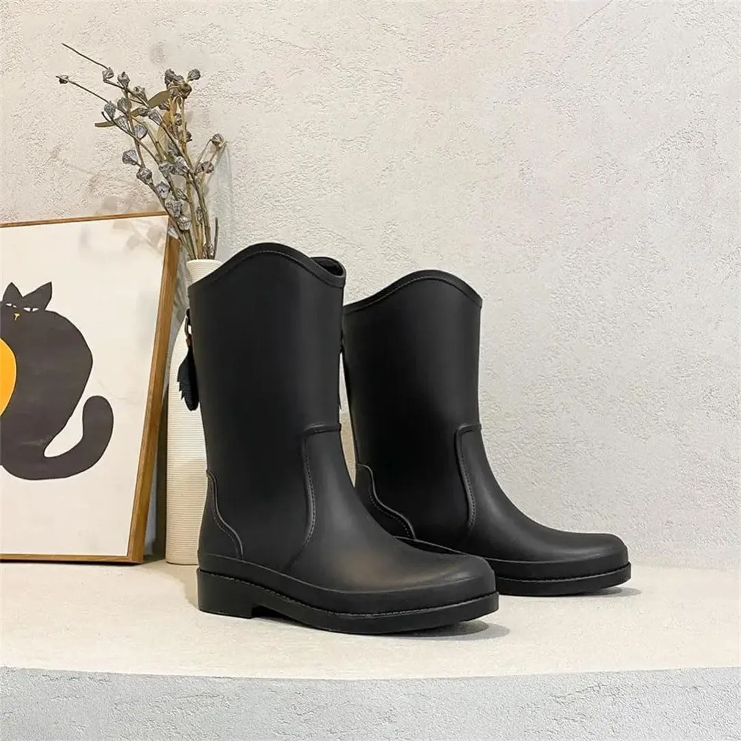 Women's Rain Boots Mid Calf Garden Rain Shoes Anti-Slipping Rainboots Outdoor Work Boots