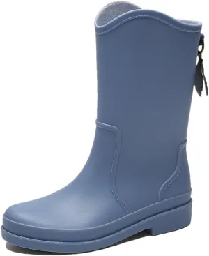 Women's Rain Boots Mid Calf Garden Rain Shoes Anti-Slipping Rainboots Outdoor Work Boots