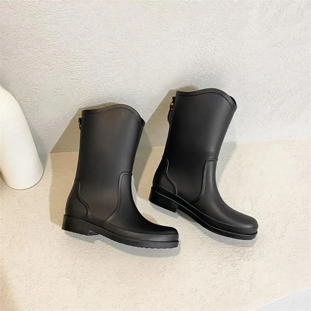 Women's Rain Boots Mid Calf Garden Rain Shoes Anti-Slipping Rainboots Outdoor Work Boots