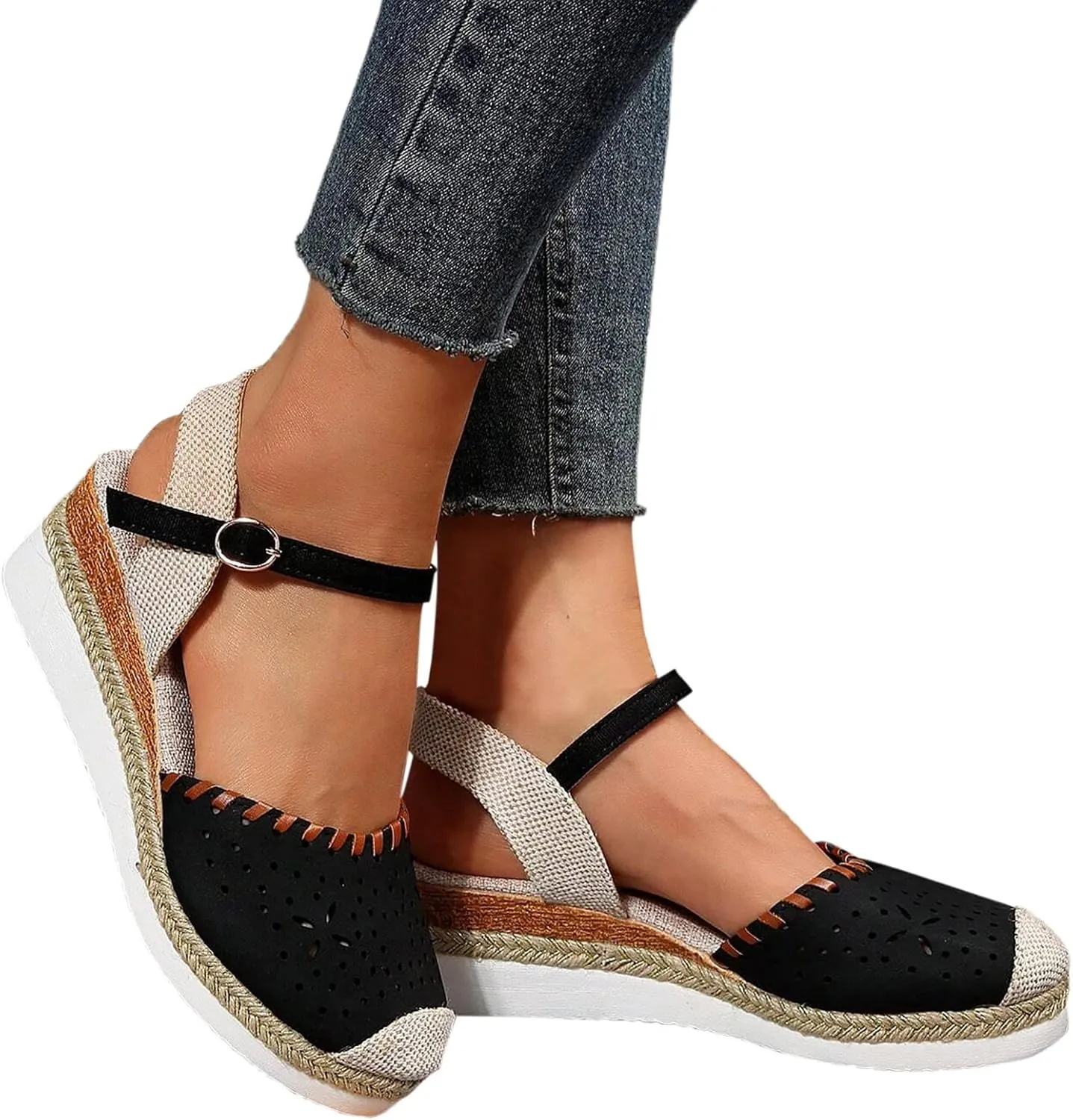 Women'S Sandals 2025 Closed Toe Platform Vacation Wedges Shoes Waterproof Espadrilles For Resort Espadrille Summer Heels