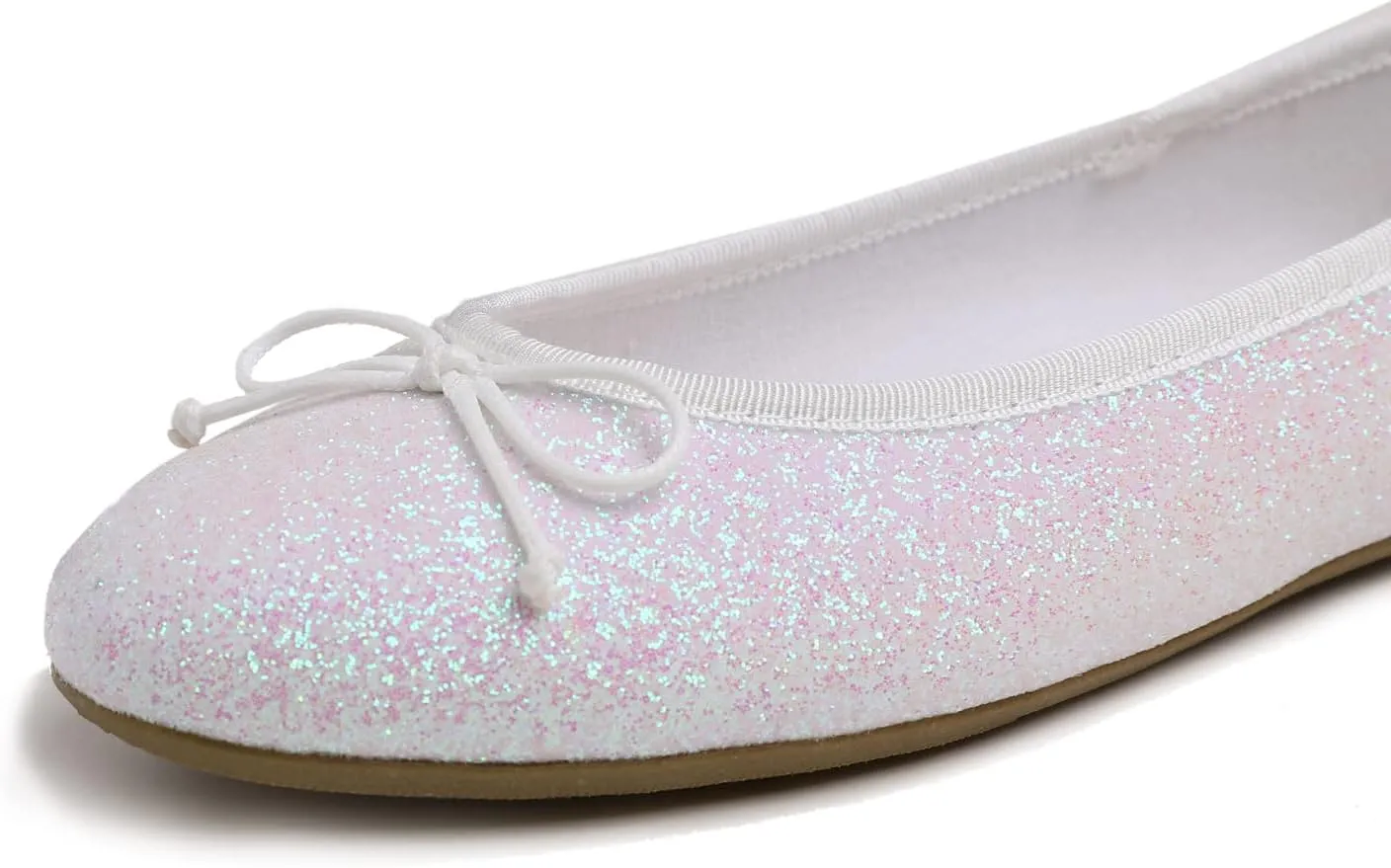 Women's Shiny Ballet Flats Sparkle Memory Foam Cushioned Colorful Glitter