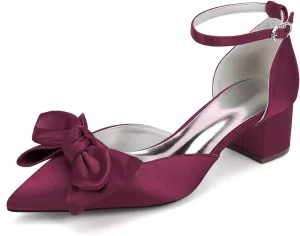 Women's Wedding Low Heel for Bride Satin Bridal Shoes Prom Party Shoes Pumps