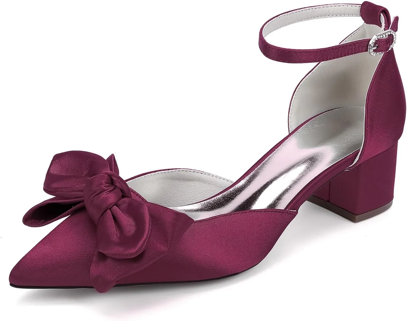 Women's Wedding Low Heel for Bride Satin Bridal Shoes Prom Party Shoes Pumps