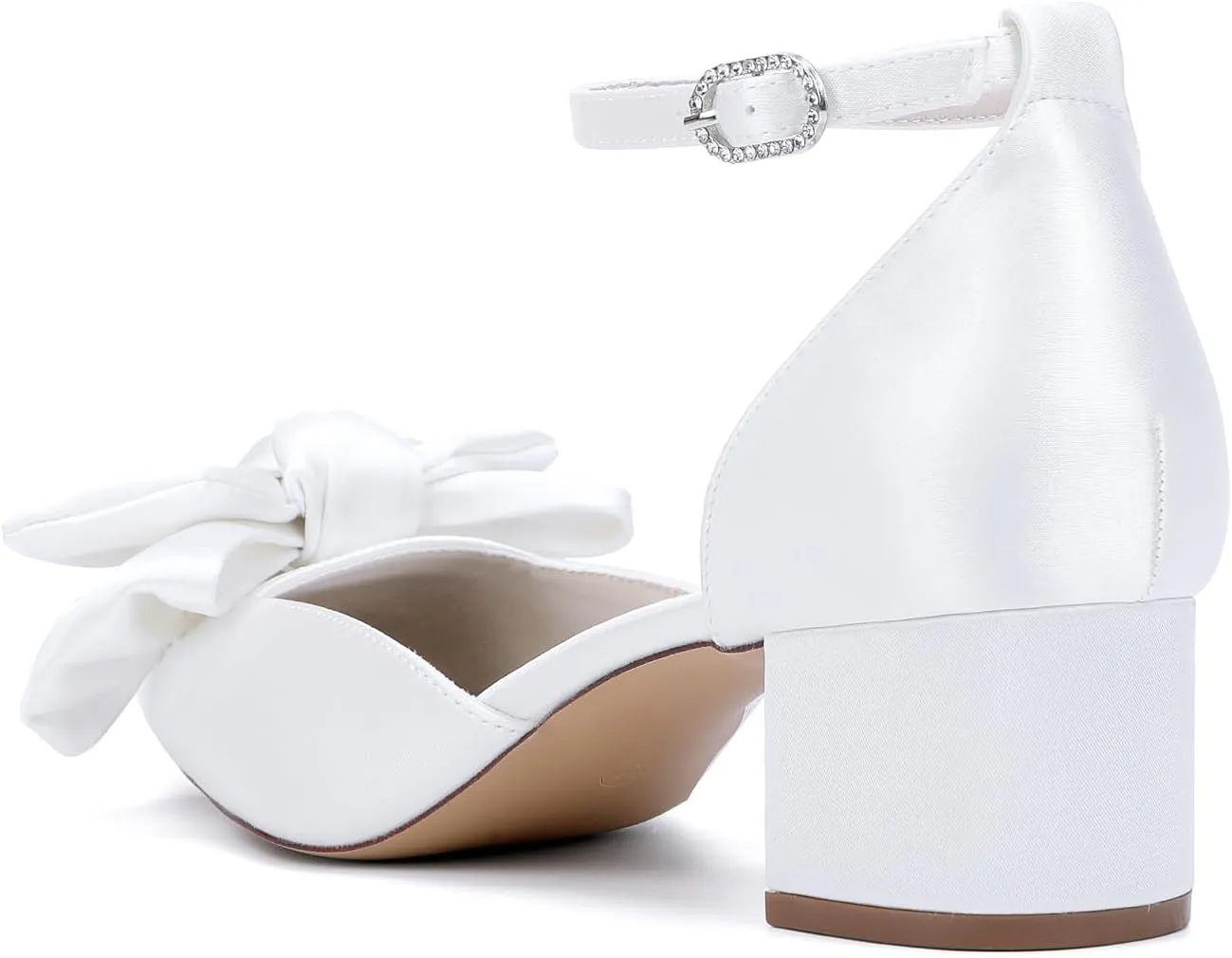 Women's Wedding Low Heel for Bride Satin Bridal Shoes Prom Party Shoes Pumps
