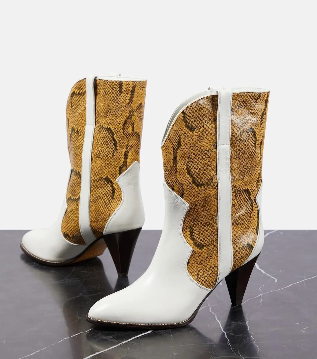 Women's Western Cowgirl Cowboy Ankle Boots Pointed Toe kitten heels Boots Pull On Mid Calf Leather Booties Tapered Heel Short Low Heel Booties 3 Inches