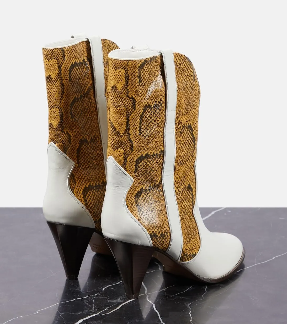 Women's Western Cowgirl Cowboy Ankle Boots Pointed Toe kitten heels Boots Pull On Mid Calf Leather Booties Tapered Heel Short Low Heel Booties 3 Inches