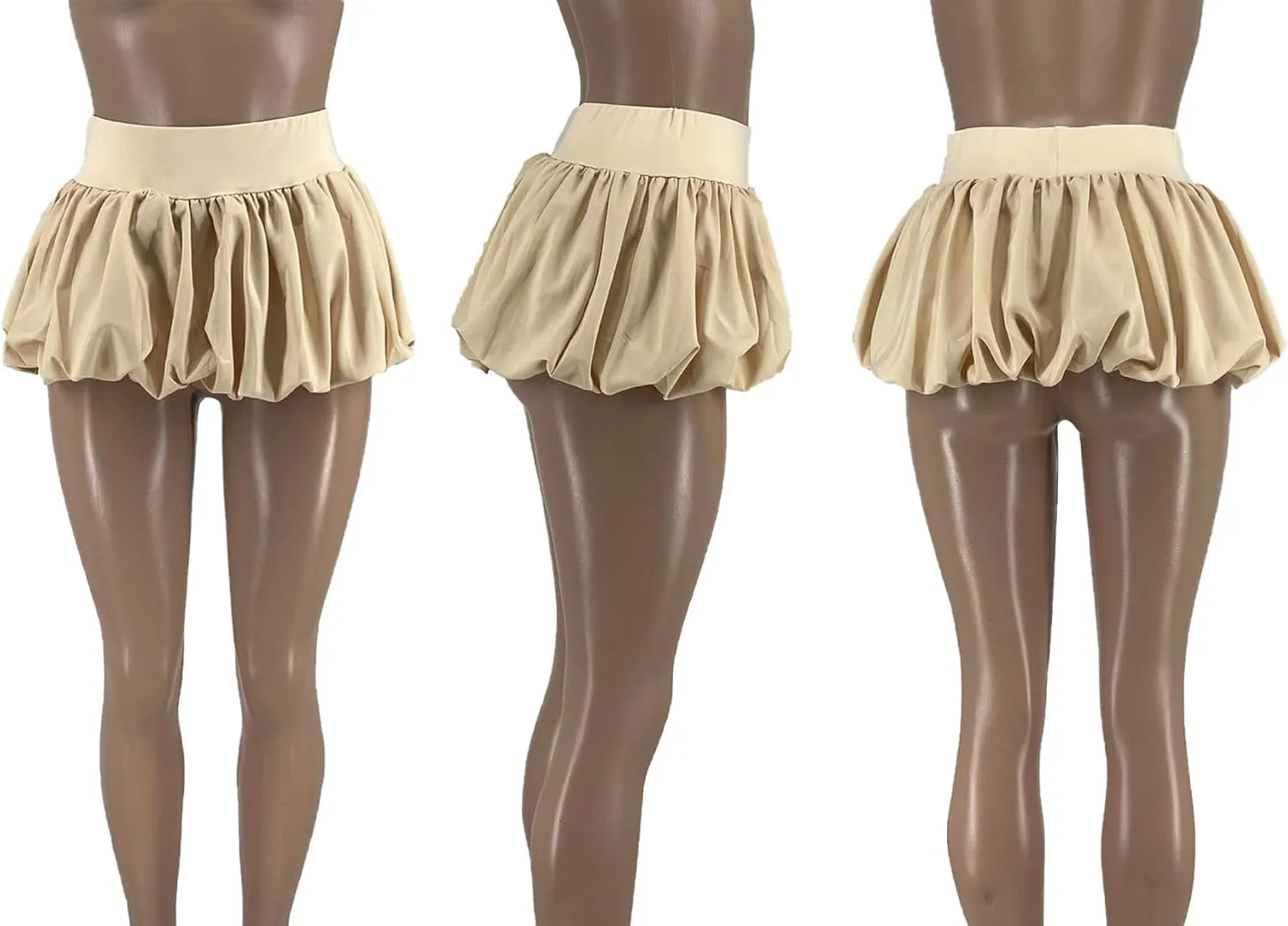 XZLUFNY Women Y2K Bubble Short Skirt Elastic High Waist Pleated Puffy Balloon Mini Skirts
