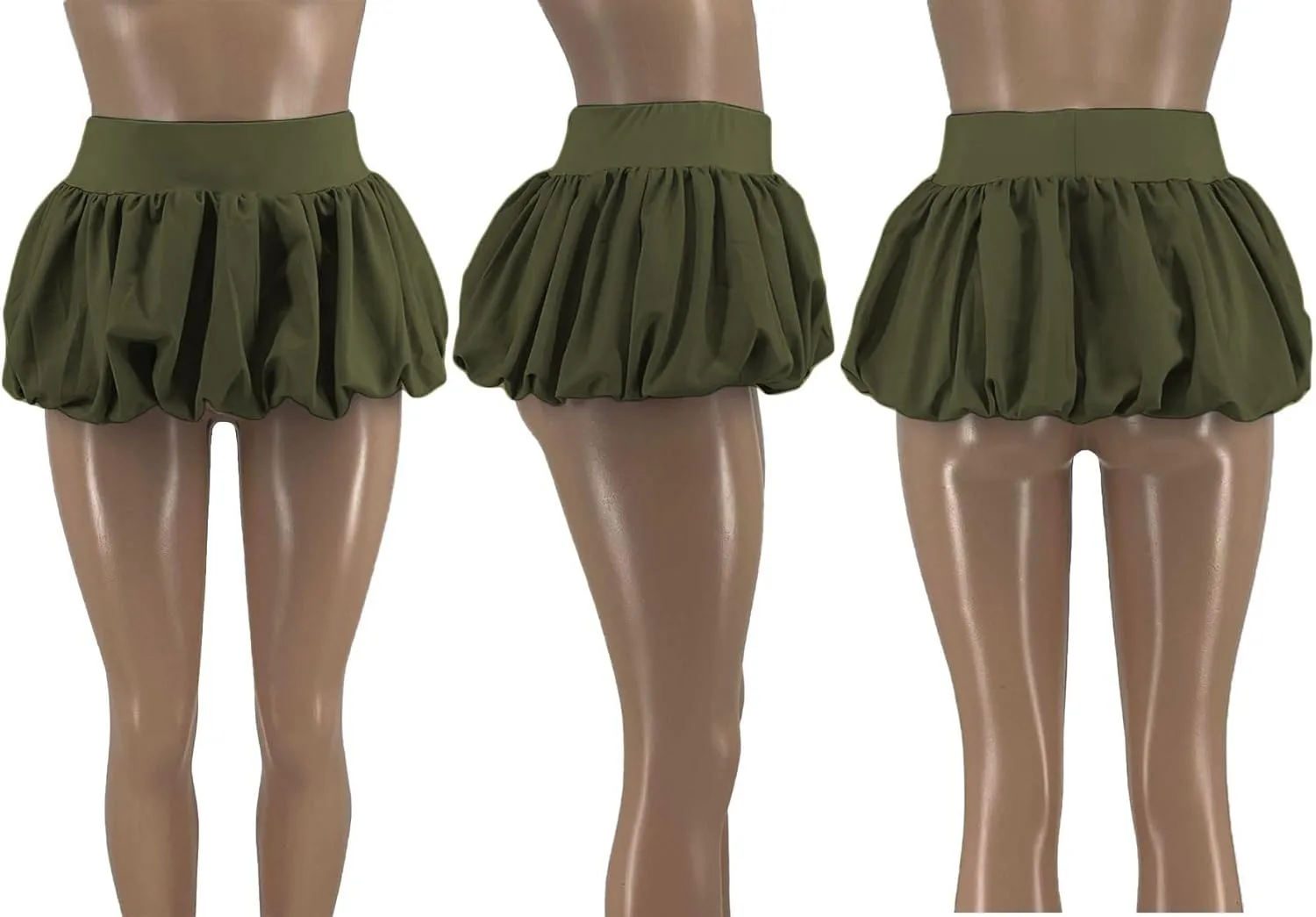 XZLUFNY Women Y2K Bubble Short Skirt Elastic High Waist Pleated Puffy Balloon Mini Skirts
