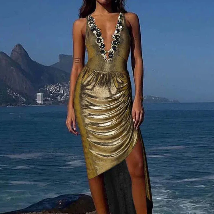 Yara Metallic Embroidery Swimsuit & Midi Skirt Coord Set