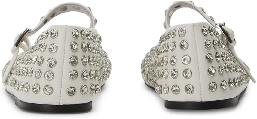 Yishaweiqi Crystal Rhinestone Flats for Women Buckle Strap Mary Jane Flats Glitter Studded Ballet Flats Comfortable Round Toe Casual Ballerina Dress Shoes