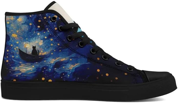 Yoga Printed High-Top Canvas Shoes for Women Unisex Fashion Lace Up Sneakers Casual Walking Tennis Trainer for Girls