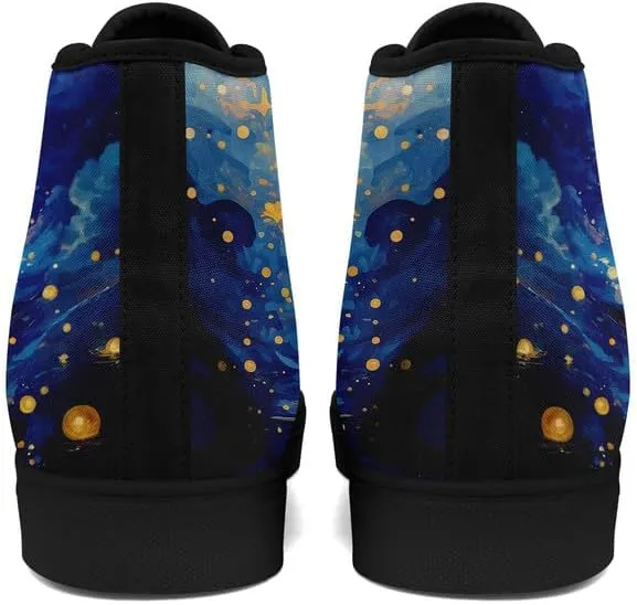 Yoga Printed High-Top Canvas Shoes for Women Unisex Fashion Lace Up Sneakers Casual Walking Tennis Trainer for Girls