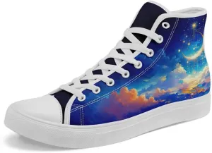 Yoga Printed High-Top Canvas Shoes for Women Unisex Fashion Lace Up Sneakers Casual Walking Tennis Trainer for Girls