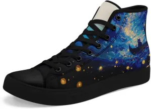 Yoga Printed High-Top Canvas Shoes for Women Unisex Fashion Lace Up Sneakers Casual Walking Tennis Trainer for Girls