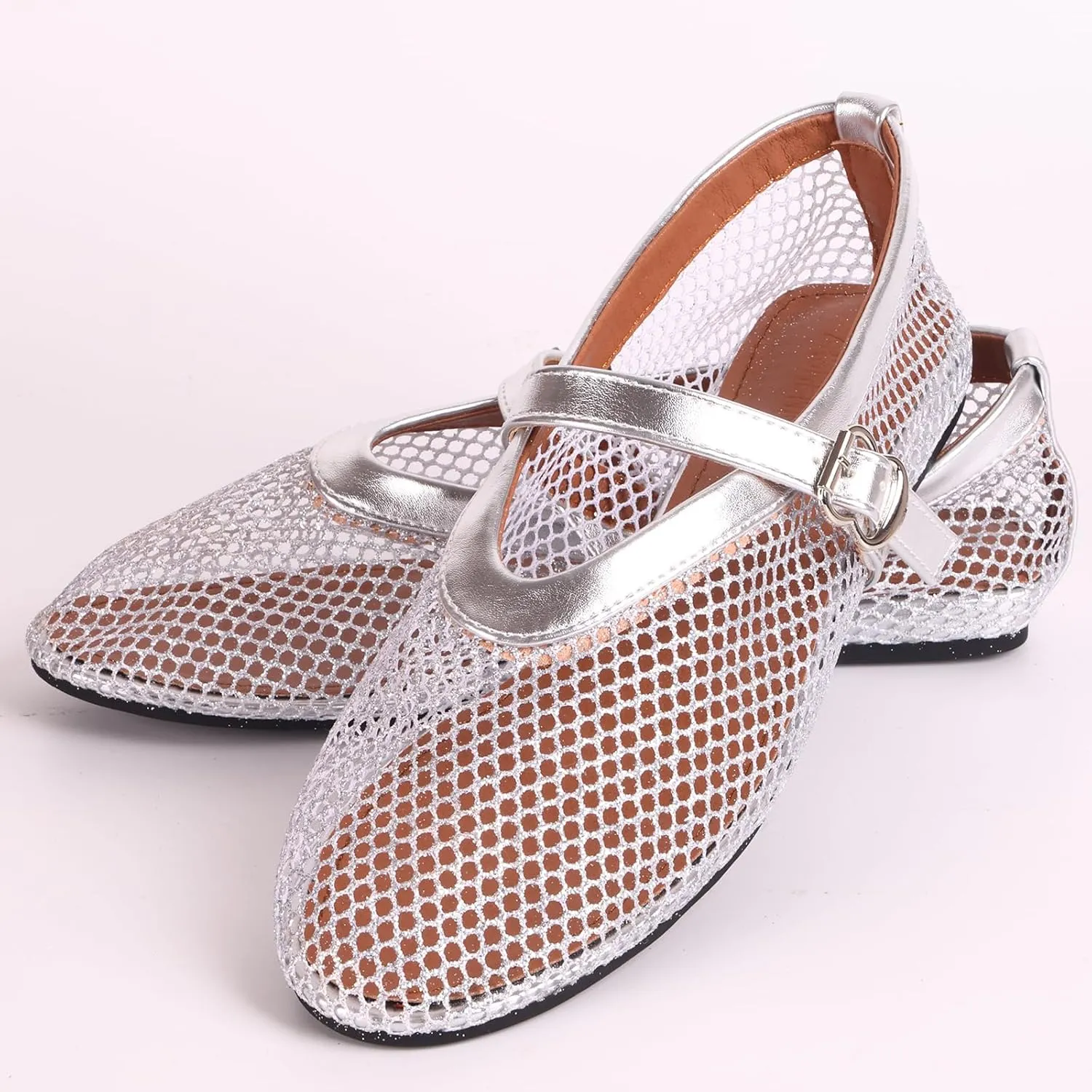 YXCFEWD Ballet Flats Shoes for Women Mary Jane Mesh Ballet Flats for Girls