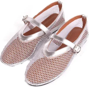 YXCFEWD Ballet Flats Shoes for Women Mary Jane Mesh Ballet Flats for Girls(White Whtie,7)
