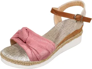 ZSpzx Espadrille Wedge Sandals for Women 2025 Dressy Summer Platform Wedges Heels Sandals Slip on Bow Tie Ankle Strap Flat Open Toe Strappy Comfortable Sandals Dress Walking Outdoor Beach Shoes
