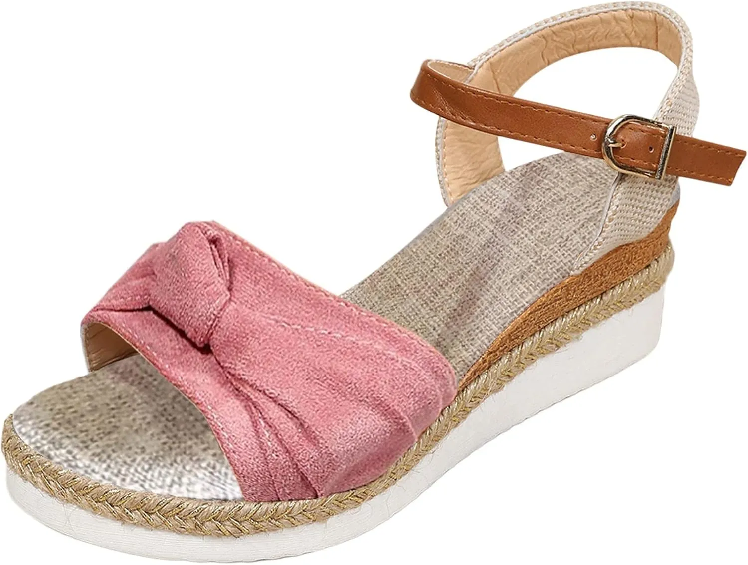 ZSpzx Espadrille Wedge Sandals for Women 2025 Dressy Summer Platform Wedges Heels Sandals Slip on Bow Tie Ankle Strap Flat Open Toe Strappy Comfortable Sandals Dress Walking Outdoor Beach Shoes