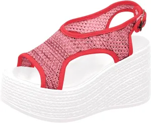ZSpzx Women's Platform Wedge Sandals, Comfortable Open Toe Casual Dressy Summer Shoes Sandals for Women Wedges Heels Beach Cute Slip On Mules Womens Slides Dress Bohe Ankle Sandal for Daily Wear